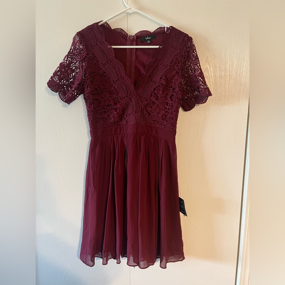 Lulu's Burgundy Lace Midi Dress